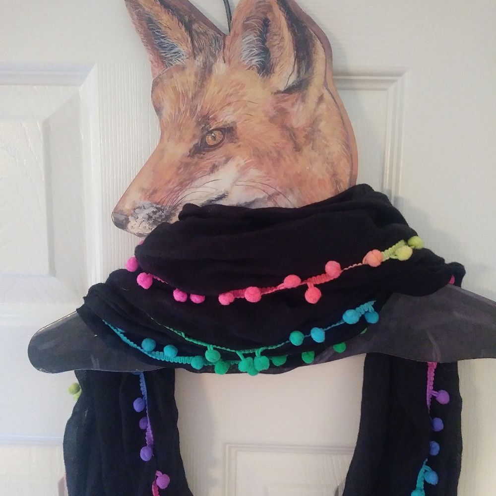 Rainbow Pom Pom Scarf